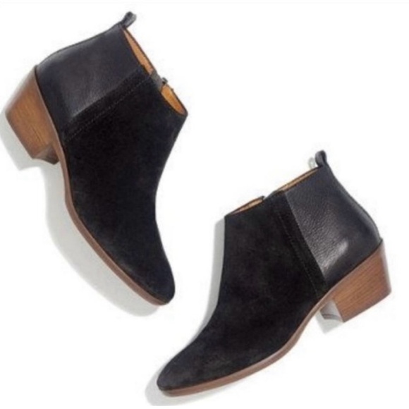 Madewell Shoes - Madewell | Women’s black Cait leather/suede ankle booties, side zippers, size 11